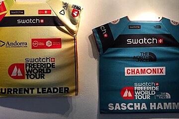 two ski bibs for a competition