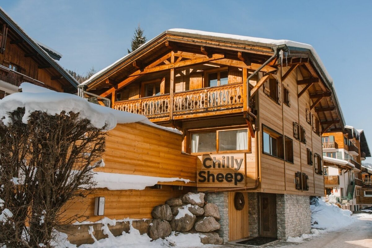 A multi-story wooden chalet named