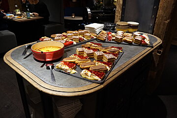 a buffet table at a restaurant