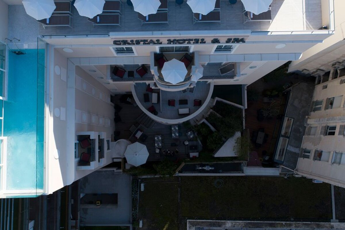 An aerial view of the crystal hotel and spa