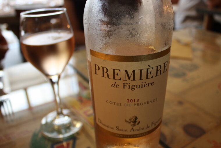 a bottle of frosted rose wine