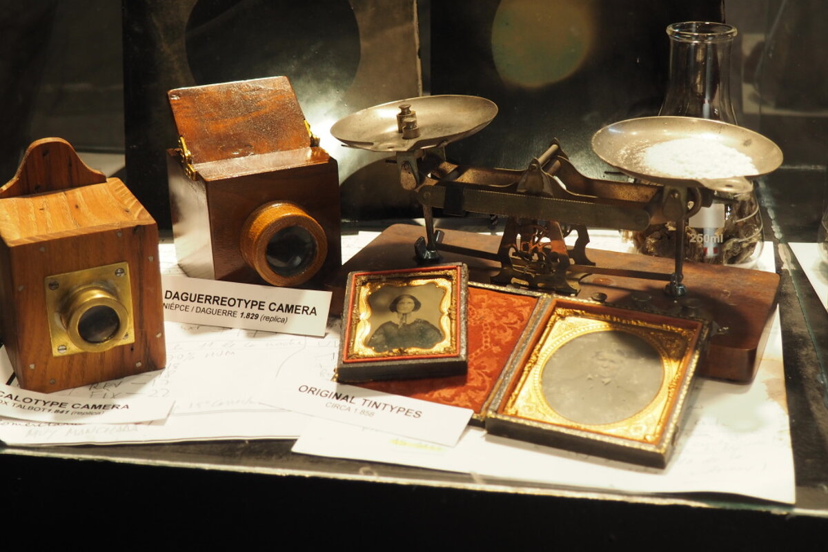 old cameras on a table in mallorca