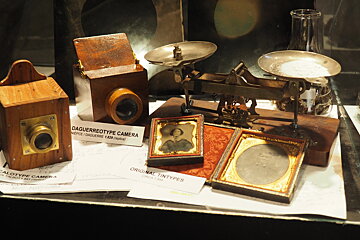 old cameras on a table in mallorca