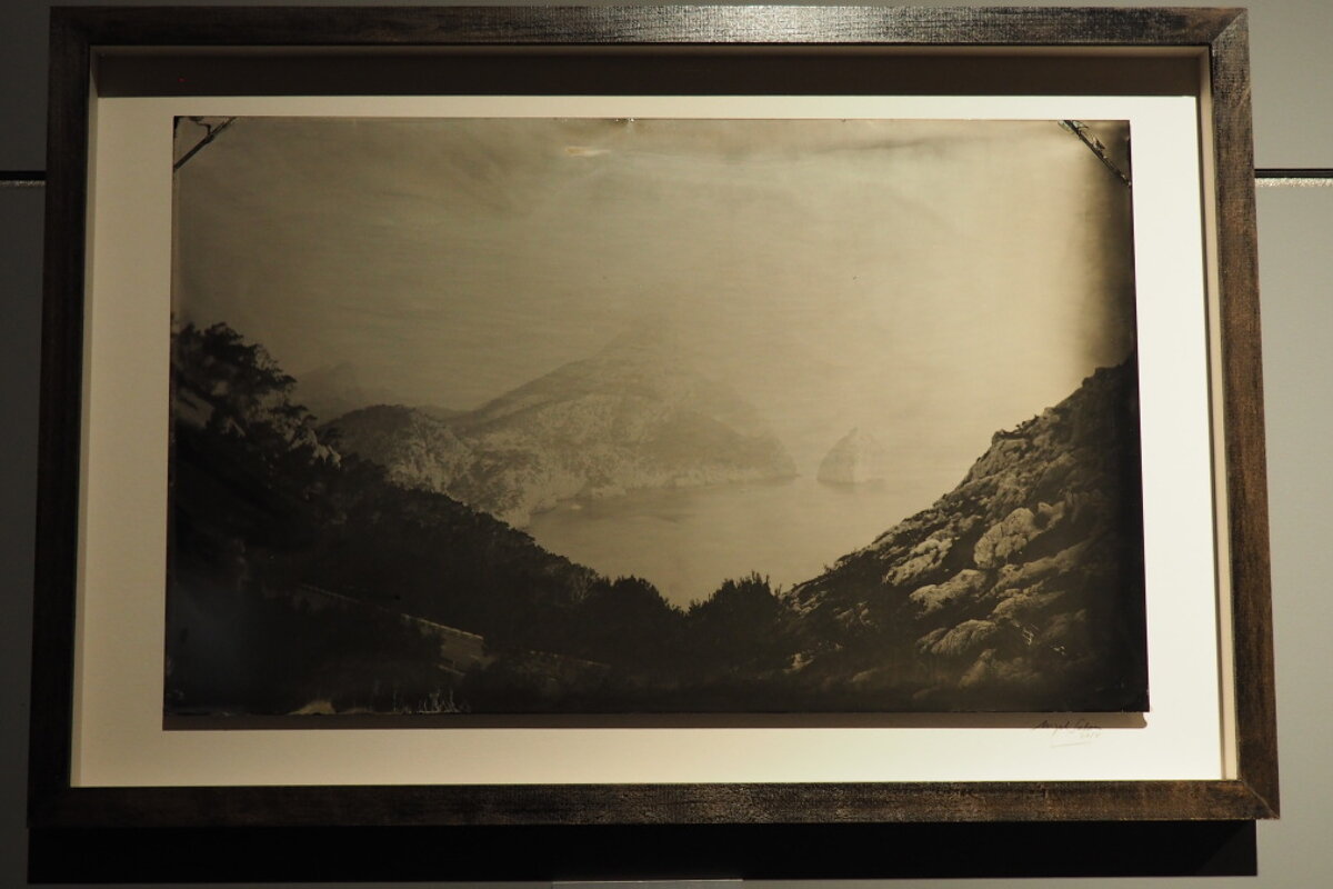 a black and white photo print in a frame