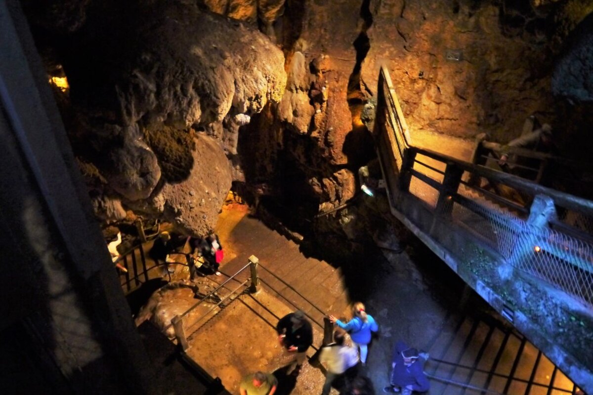 view down the stairs in gouffre de padirac