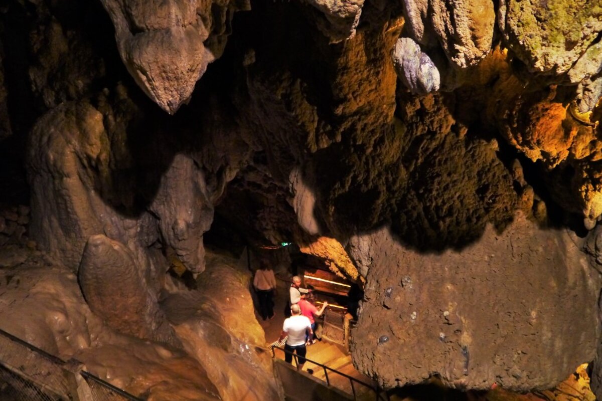 looking down into the caves
