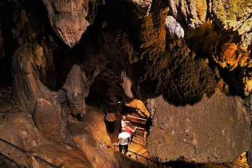 looking down into the caves