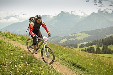 a mountain biker in switzerland