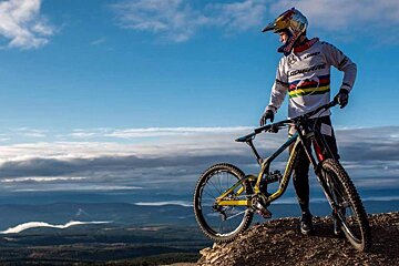 mountain biker on top of Mont Ventoux in provence