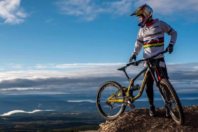 mountain biker on top of Mont Ventoux in provence