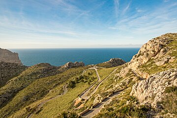 a look down to the winding roads of cap de formentor