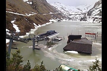 a chair lift under water in Avoriaz