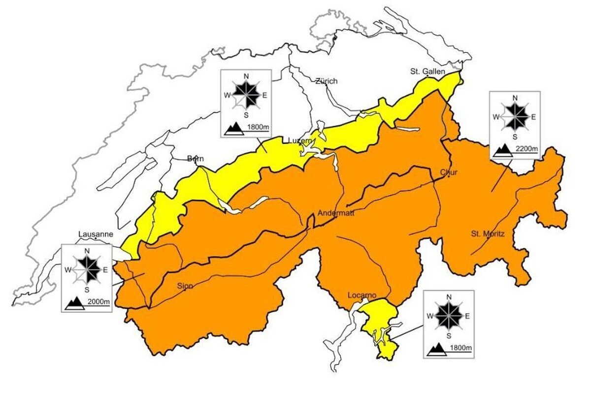 a drawing showing avalanche danger in switzerland