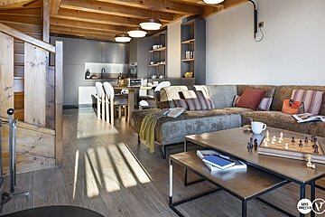 Modern interior of an apartment at Oxalys residence Val thorens