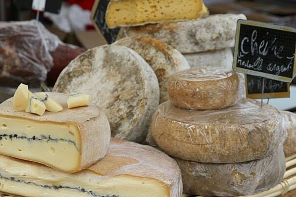 Cheese stall at Morzine Market