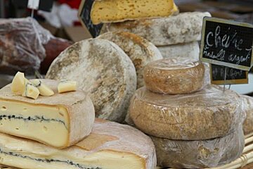 Cheese stall at Morzine Market