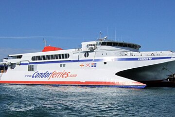 a Condor Ferries ferry in port