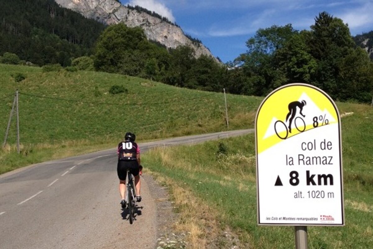 a road cyclist going up a hill