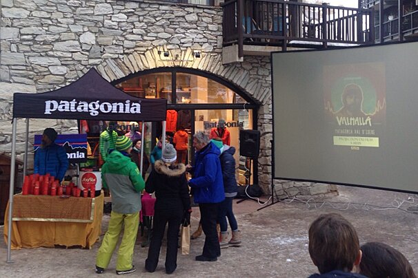 a new patagonia store with a display table outside