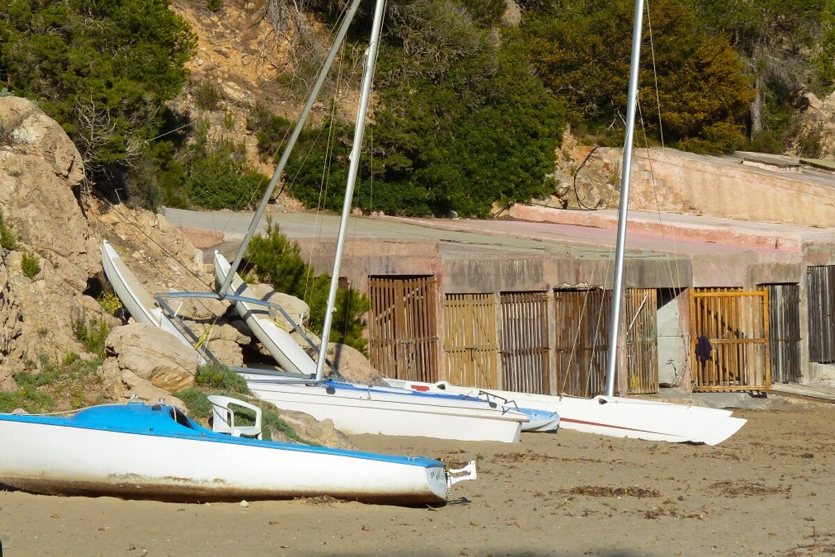 Boat sheds at cala san vincente