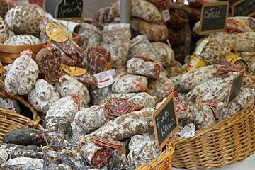 Sausages and charcutierie at Morzine Market