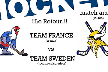 A poster for a hockey game between team france and team sweden