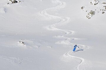 a skier in fresh off piste snow