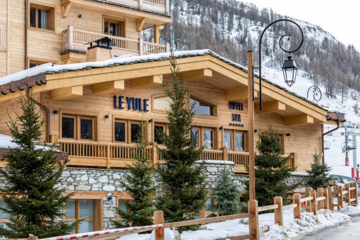 A cozy wooden chalet hotel, 