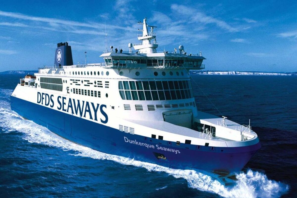 image of a DFDS ferry on the sea
