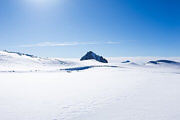 Les Deux Alpes at 3400m - very deep snow and sunshine and blue skies