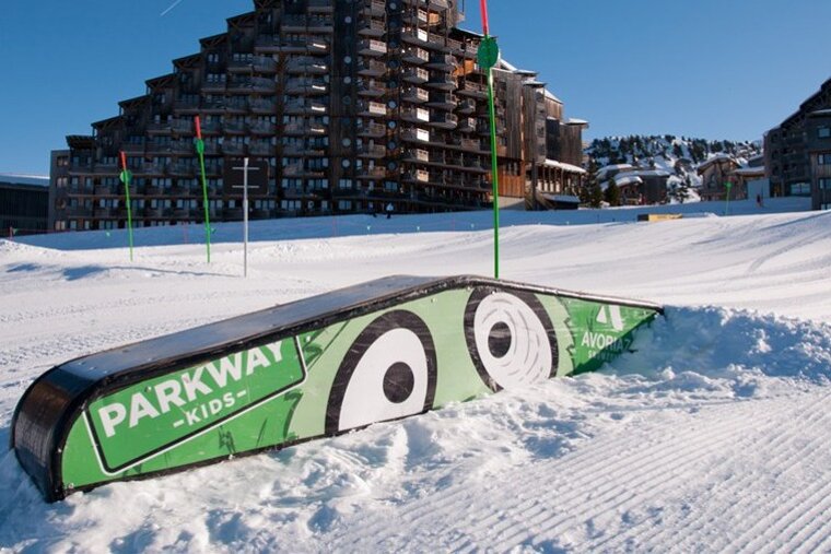 a box in a kids snow park area