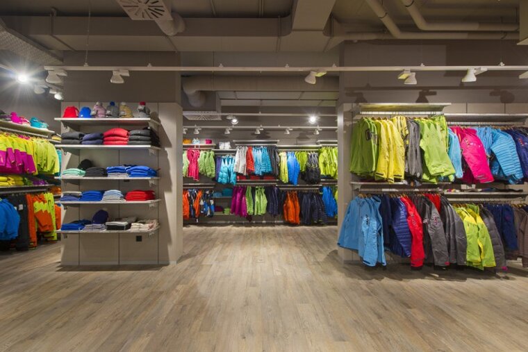 ski clothes in a shop