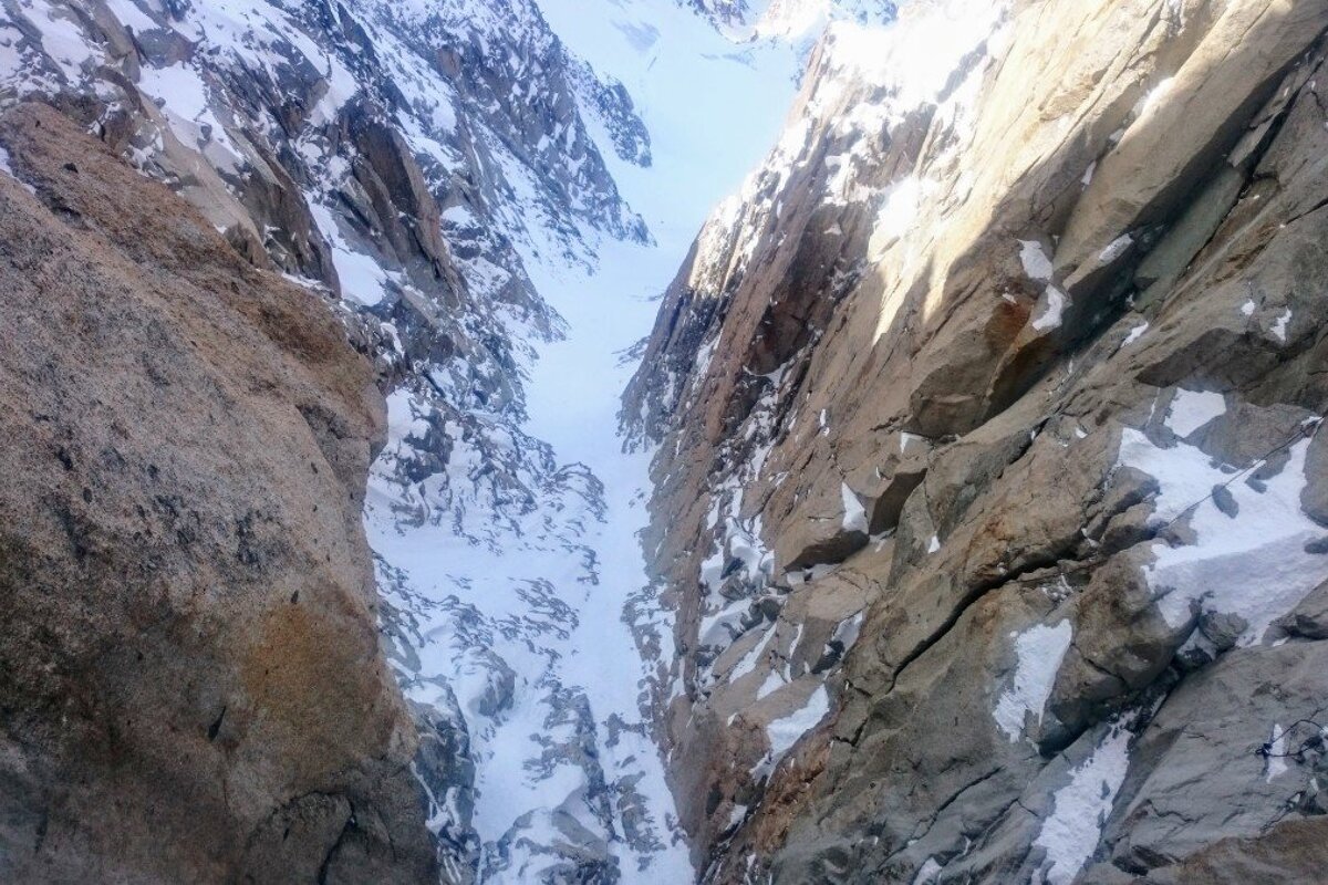 a gully on the way up the Aiguille du Midi