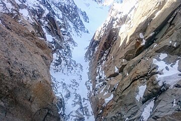 a gully on the way up the Aiguille du Midi