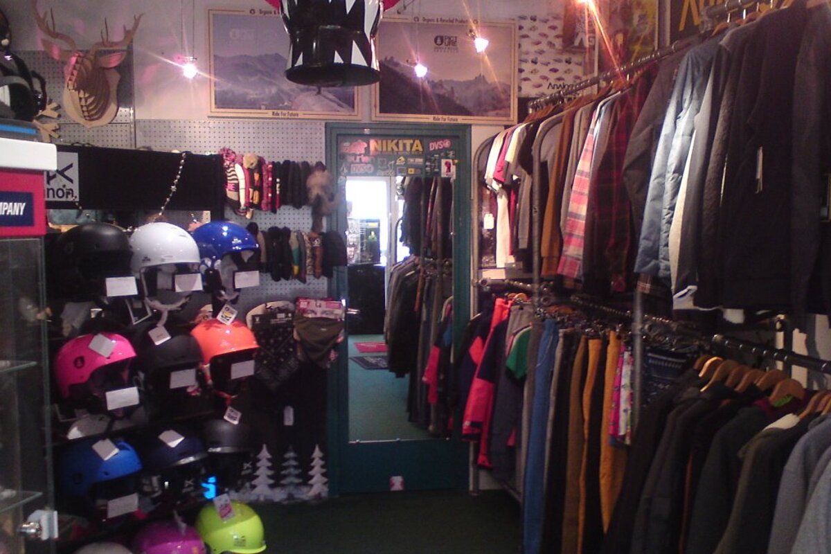inside a snowboard shop