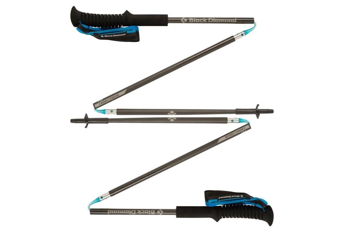 A pair of black diamond hiking poles folded up