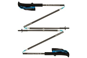 A pair of black diamond hiking poles folded up