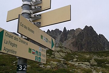 Summer Activities in Chamonix, hiking signposts in Flegere