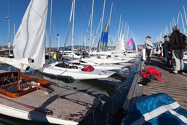 Boats lines up at the jetty of Yacht Club de Cannes