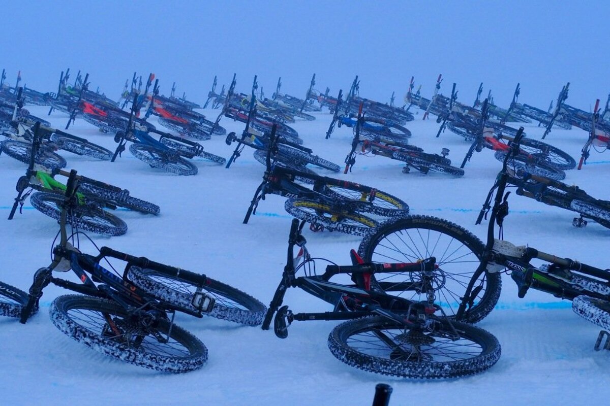 mountain bikes on the glacier MTB