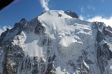 a hanging glacier in chamonix