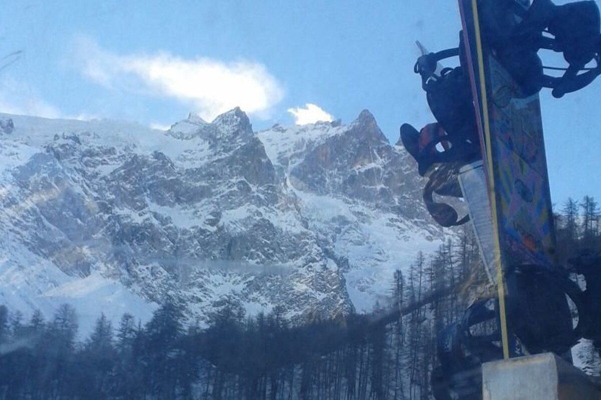 skins in a gondola on the way up