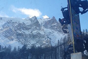 skins in a gondola on the way up