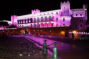 the princes palace in monaco turns pink in October 2015