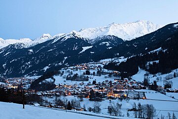 a swiss mountain village in winter