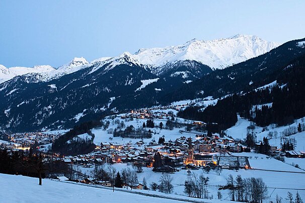 a swiss mountain village in winter