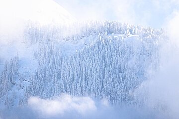 Morzine in the snow from above