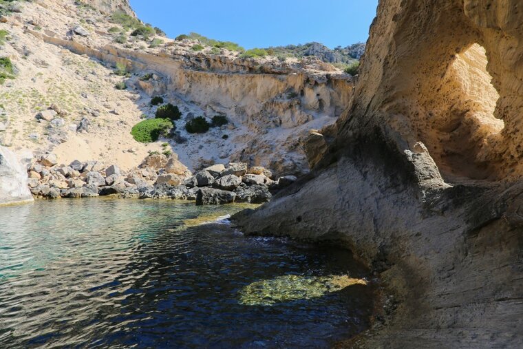 secluded cove in atlantis ibiza