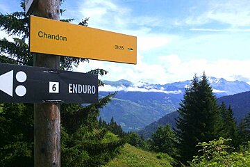 signposts for a mountain bike trail in Meribel
