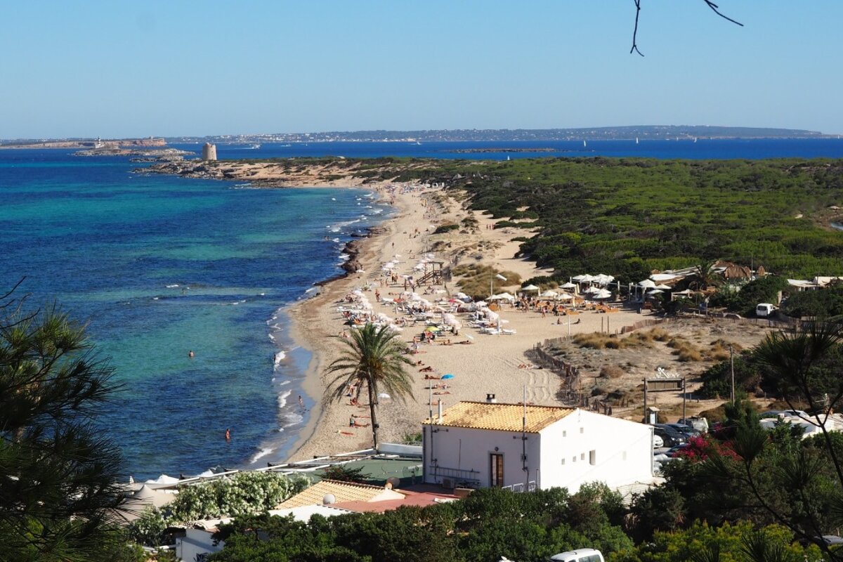 a view over Es cavallet beach ibiza